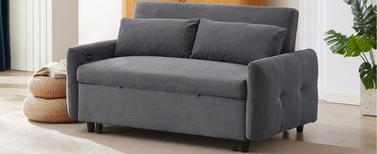 Hudson Modern Dark Grey Loveseat Sleeper in Textured Corduroy