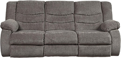 Grayson Gray Chenille Waterfall Back Recliner Couch in Neutral Gray