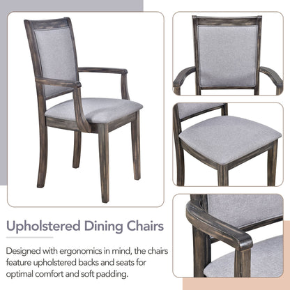 Extendable Trestle Table & Upholstered Linen Chairs