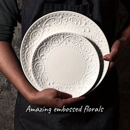 Artena 4-Piece Embossed Porcelain Dinnerware Set – Durable & Stylish