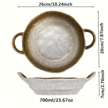 Octagonal Double Ear Ceramic Plate Set – Stylish & Functional