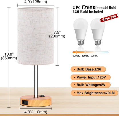 Soft Glow Bedside Lamps – Set of 2 with Built-In Outlets