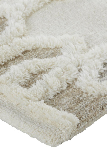 Hand-Tufted Wool Area Rug – Geometric Ivory & Silver