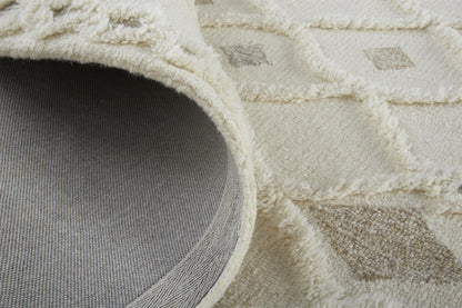 Hand-Tufted Wool Area Rug – Geometric Ivory & Silver