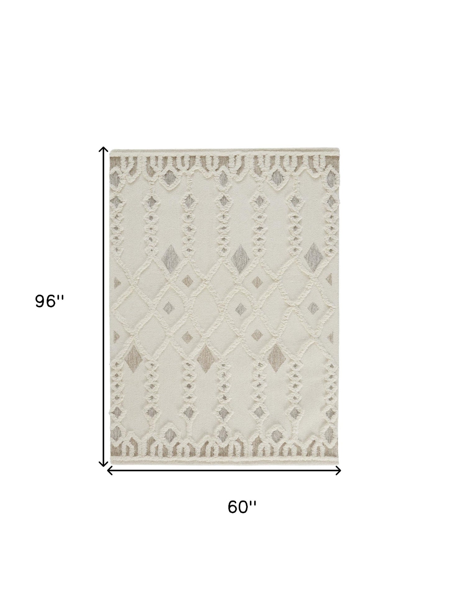 Hand-Tufted Wool Area Rug – Geometric Ivory & Silver