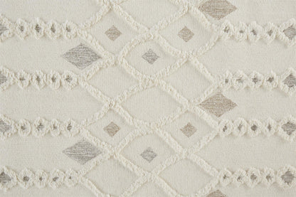 Hand-Tufted Wool Area Rug – Geometric Ivory & Silver