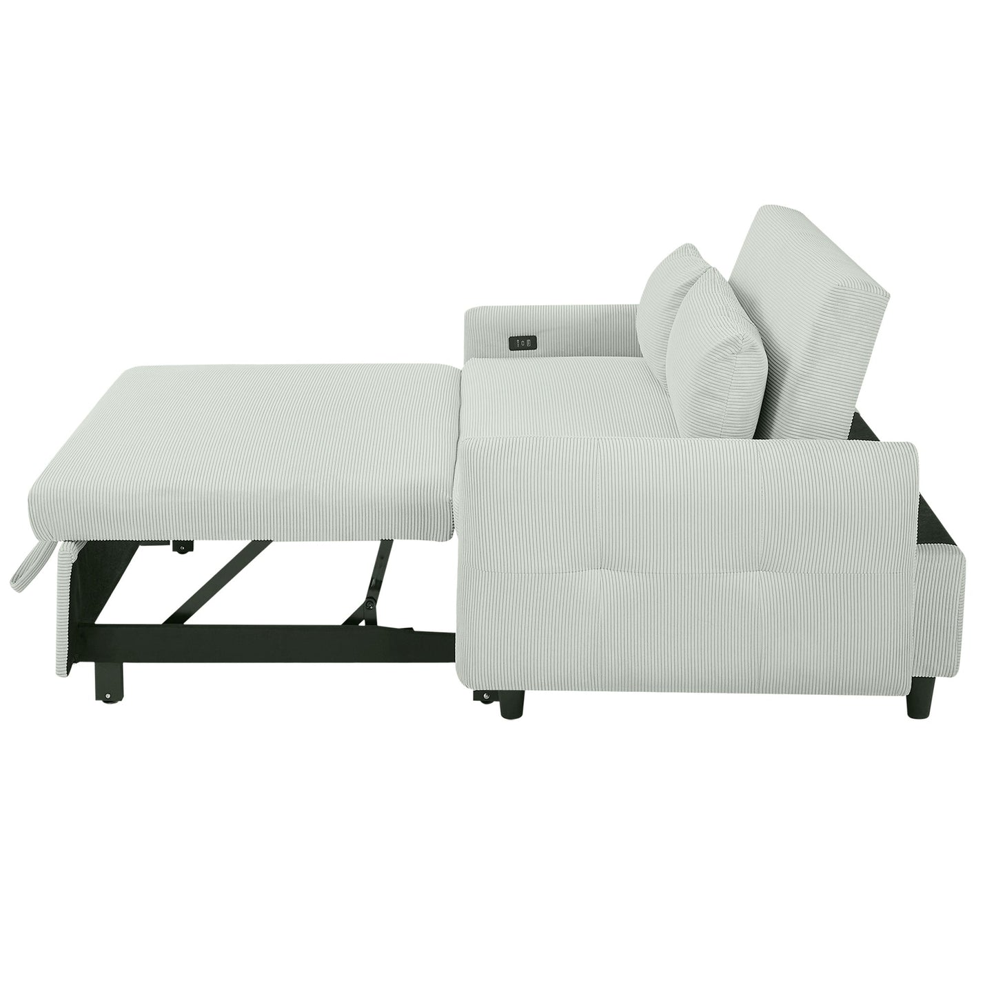 Willow Sage Green Corduroy Loveseat Sleeper - Mid-Century Style