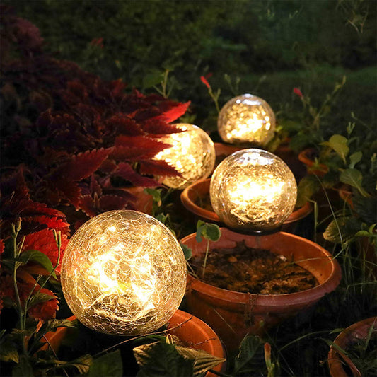 Solar-Powered Cracked Glass Ball Lights