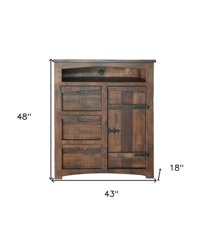 43" Brown Solid Wood Gentleman’s Chest – Rustic Charm, Lasting Function