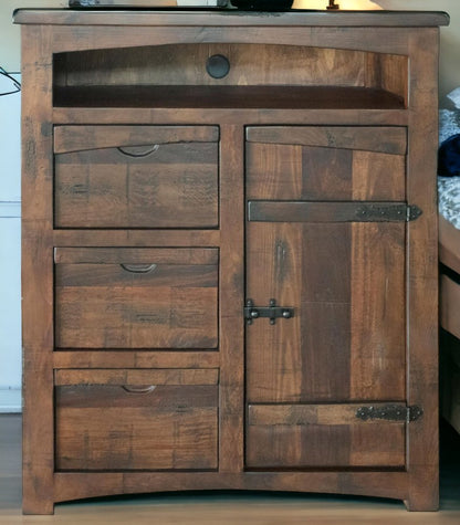 43" Brown Solid Wood Gentleman’s Chest – Rustic Charm, Lasting Function
