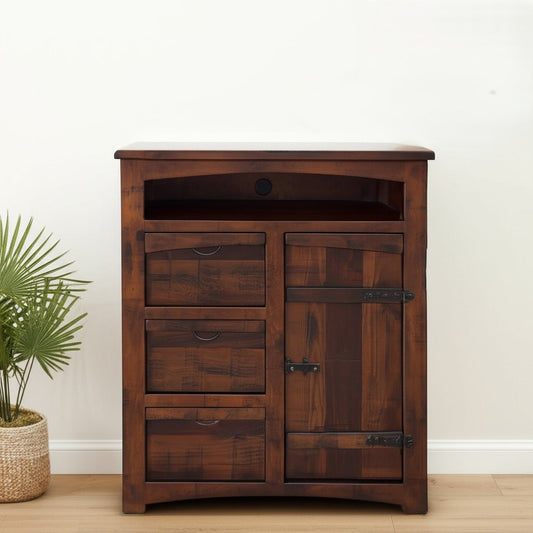 43" Brown Solid Wood Gentleman’s Chest – Rustic Charm, Lasting Function