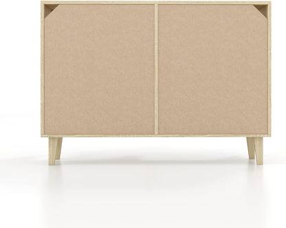 Stylish Rattan-Decorated Accent Cabinet for Living Room & Kitchen