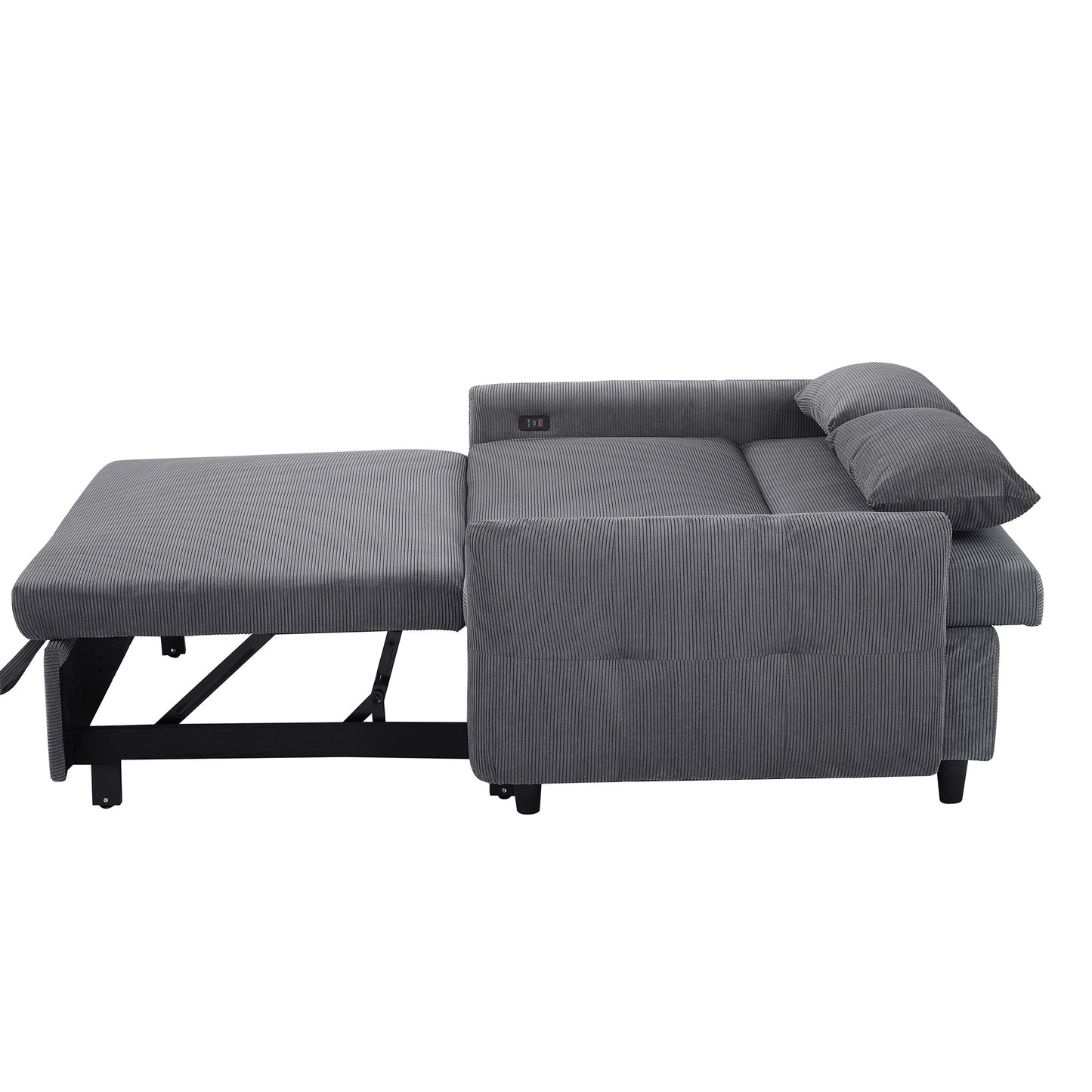 Hudson Modern Dark Grey Loveseat Sleeper in Textured Corduroy