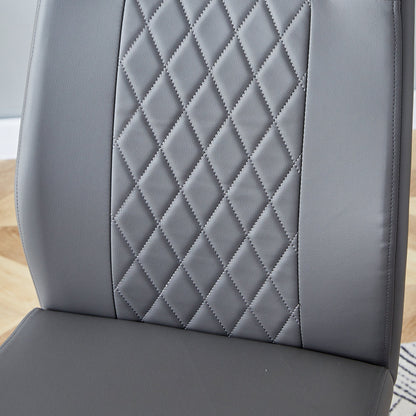Contemporary Padded Grey Dining Chair with Plated Legs