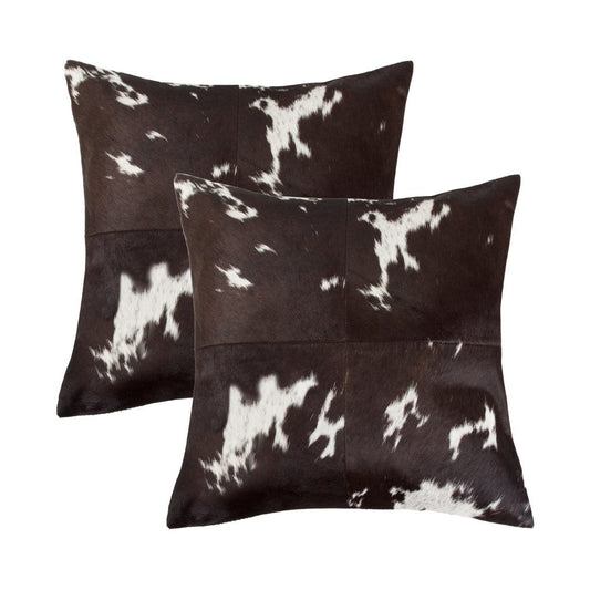 Chocolate &amp; White Cowhide Throw Pillows – Luxe Texture in Rich Neutrals