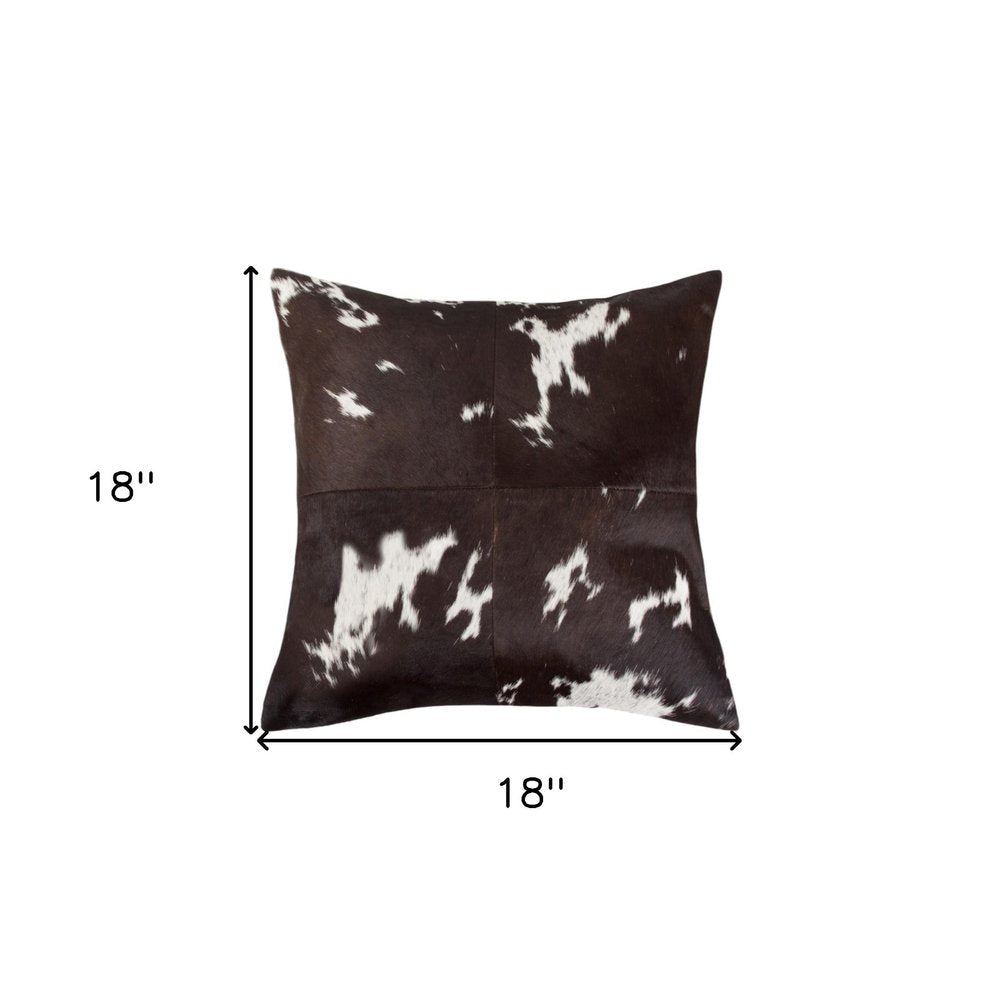 Chocolate &amp; White Cowhide Throw Pillows – Luxe Texture in Rich Neutrals