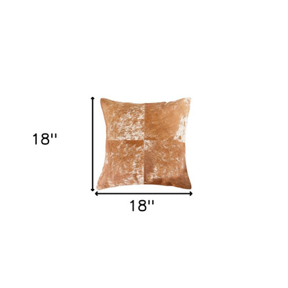 Set of Two 18" Brown and White Cowhide Cowhide Throw Pillows