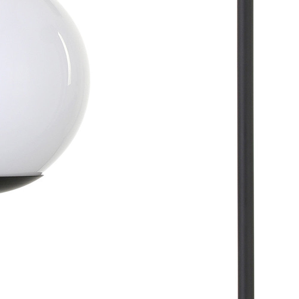 Modern Globe Table Lamp | 28-Inch Black Metal with White Glass Shade