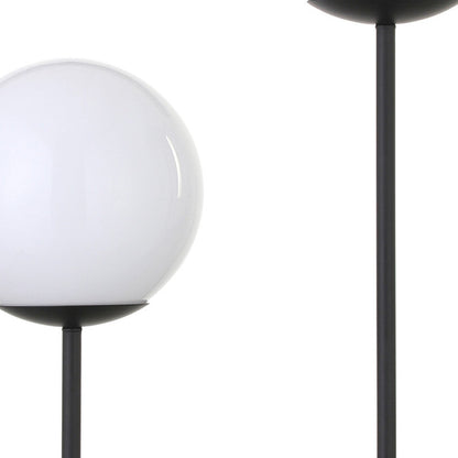 Modern Globe Table Lamp | 28-Inch Black Metal with White Glass Shade