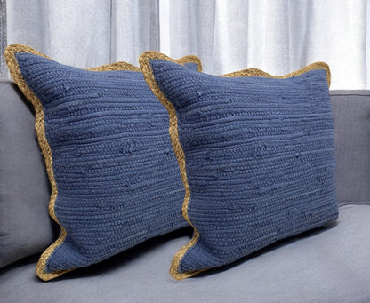 Bohemian Hand-Woven Cotton & Jute Throw Pillow Set (Set of 2)