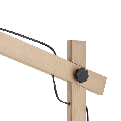 Wood Frame Industrial Floor Lamp with Soft Fabric Shade | Black