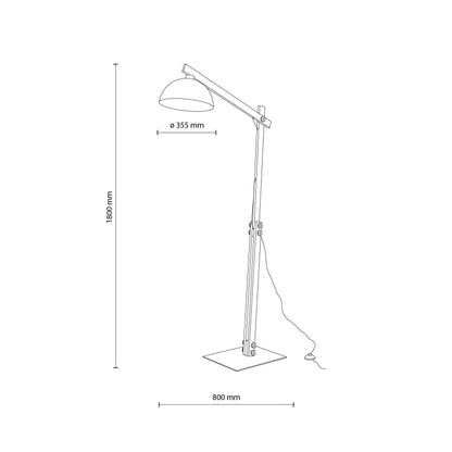 Wood Frame Industrial Floor Lamp with Soft Fabric Shade | Black