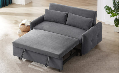 Hudson Modern Dark Grey Loveseat Sleeper in Textured Corduroy