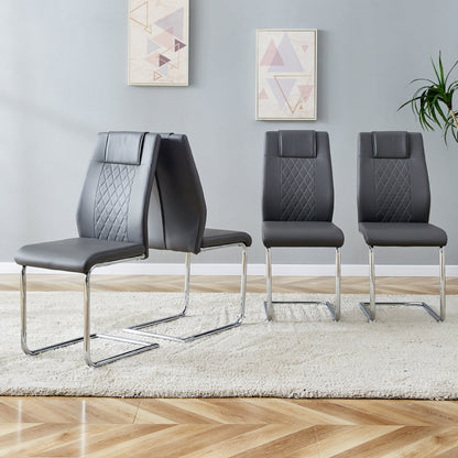 Contemporary Padded Grey Dining Chair with Plated Legs