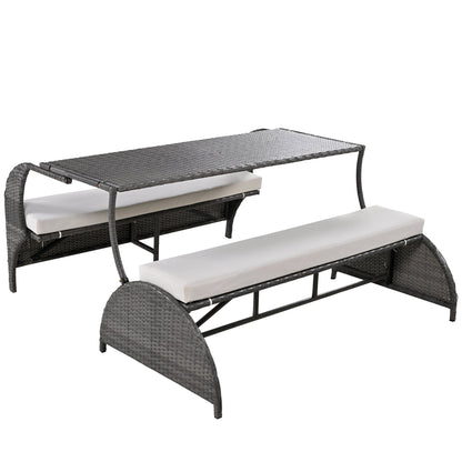 2-in-1 Convertible Outdoor Loveseat/Table Set