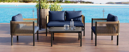 Modular Outdoor Wicker Sofa Set with Tempered Glass Table