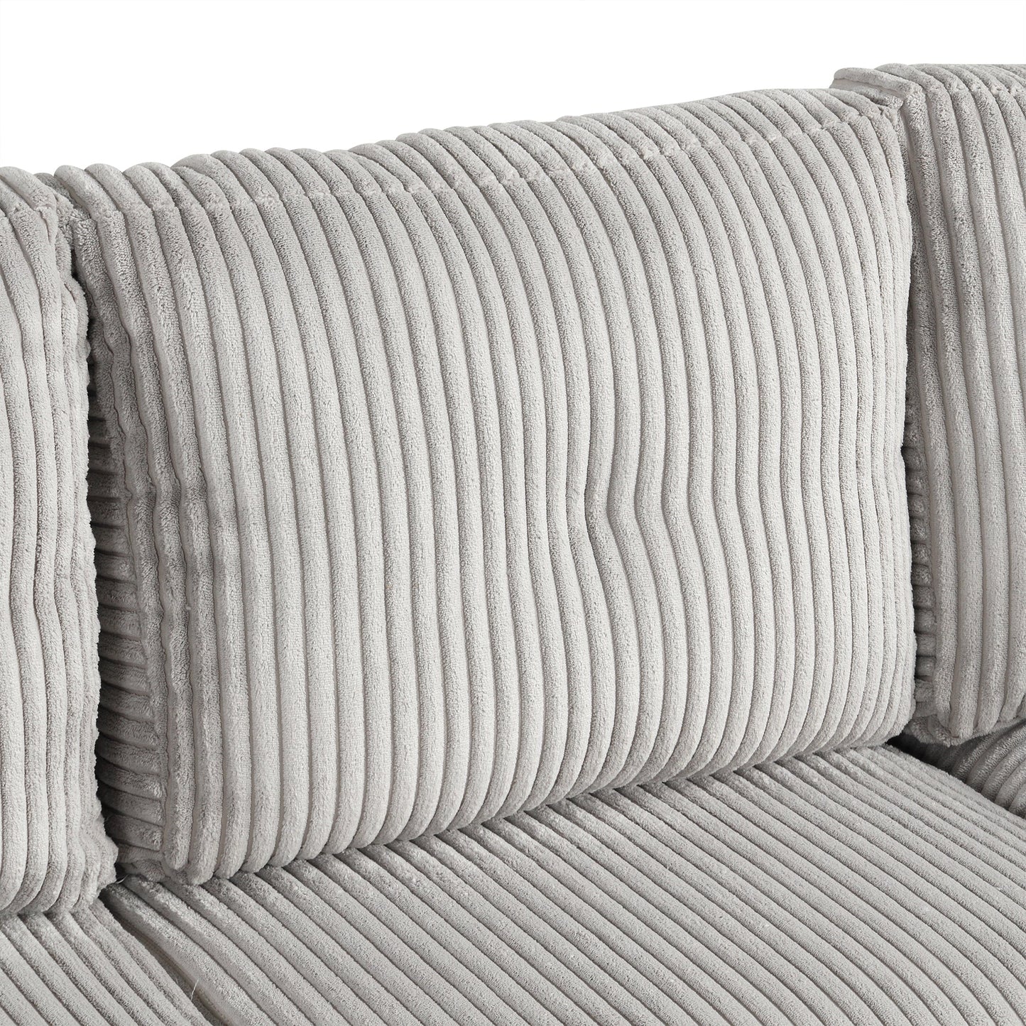 Light Grey Corduroy Sectional Sofa Bed with Built-in USB, Storage, and Movable Ottoman