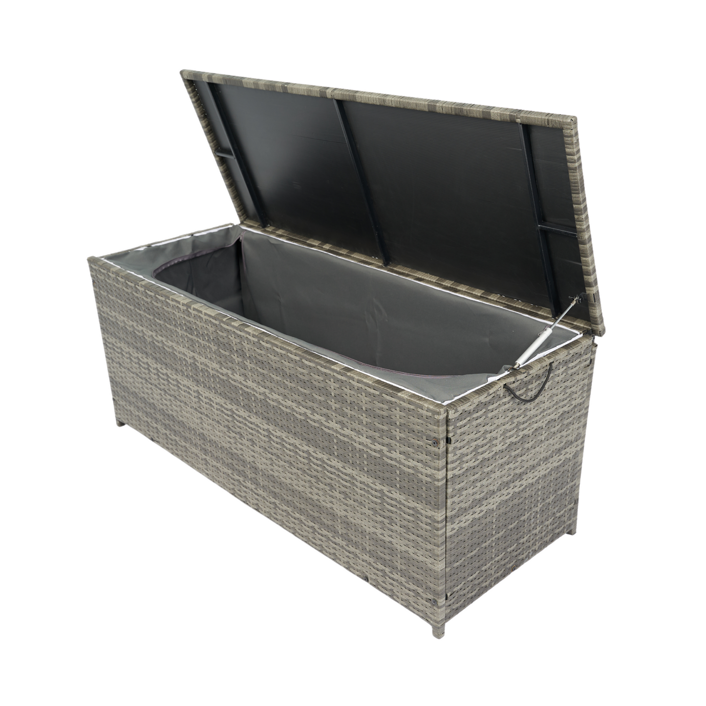 113 Gallon Rattan Deck Box Outdoor Storage Trunk Grey Wicker Patio Side Table