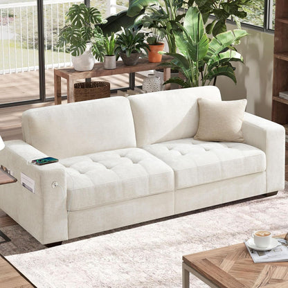 Plush Chenille Loveseat for Living Room – Wide Seat, Built-In USB, Durable Frame