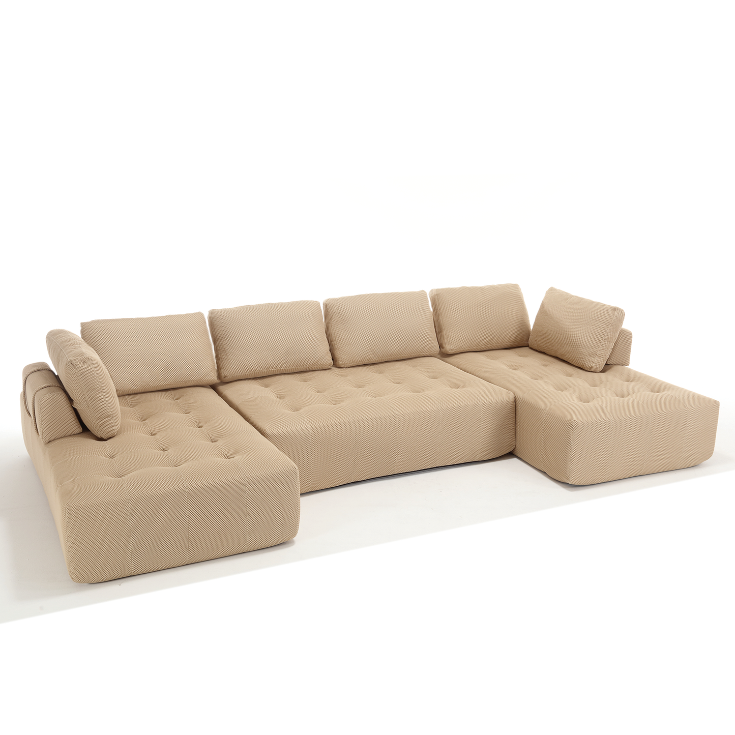 The Khaki Upholstered Cloud U-Shaped Deep-Seat Sectional