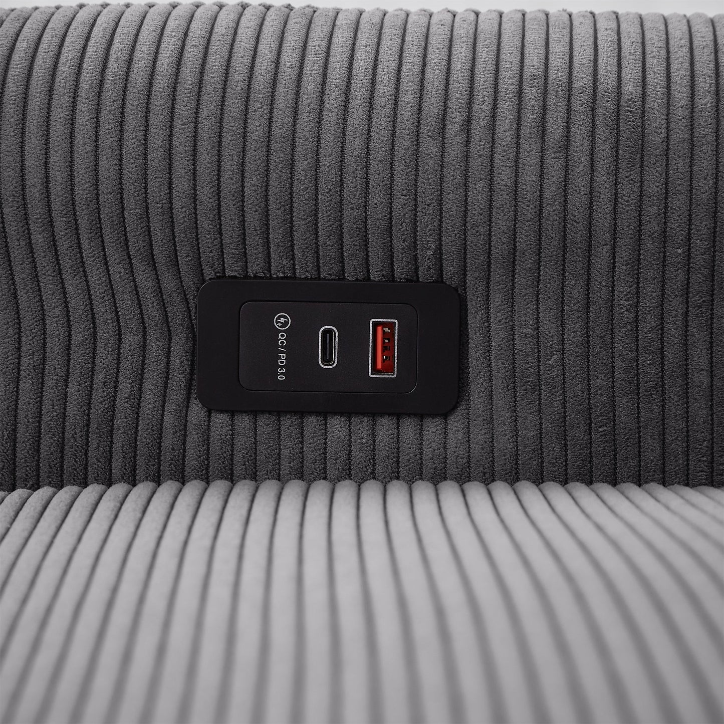 Hudson Modern Dark Grey Loveseat Sleeper in Textured Corduroy