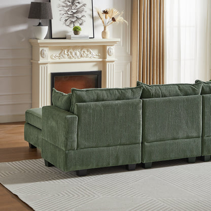 113.5'' Convertible Modular Sofa with Corduroy Fabric & Hidden Storage