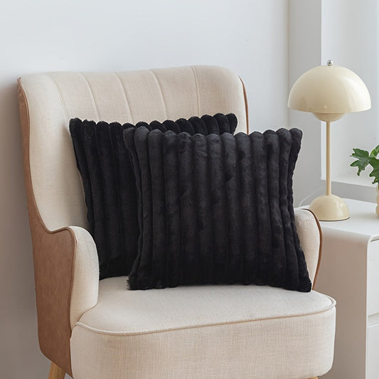 Luxury Plush Faux Fur Pillow Covers with Zipper Closure | Set of 2