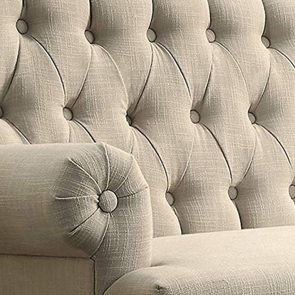 Tufted Chesterfield Settee with Rolled Arms