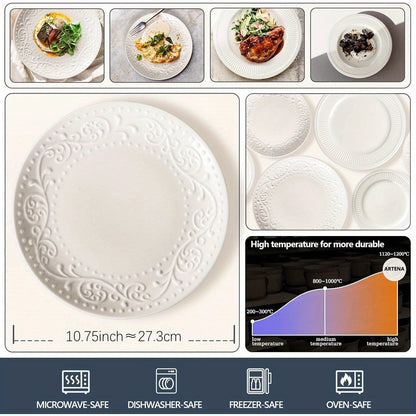 Artena 4-Piece Embossed Porcelain Dinnerware Set – Durable & Stylish