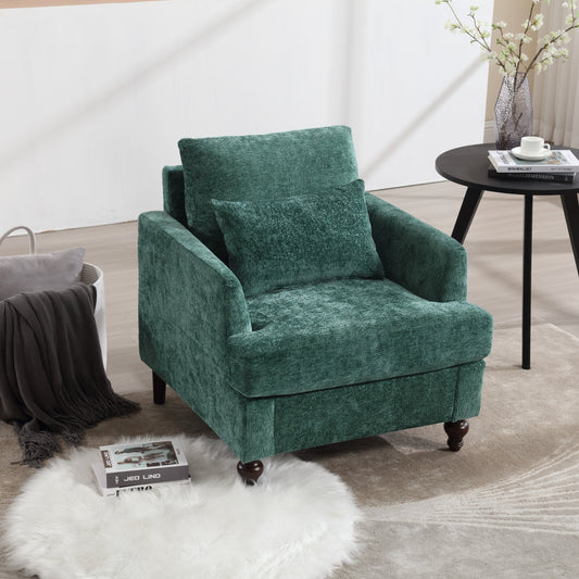 Chenille Tufted Accent Arm Chair – Comfortable Everyday Seating - Hunter Green