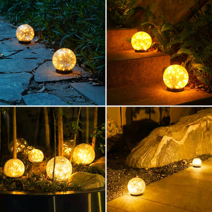Solar-Powered Cracked Glass Ball Lights