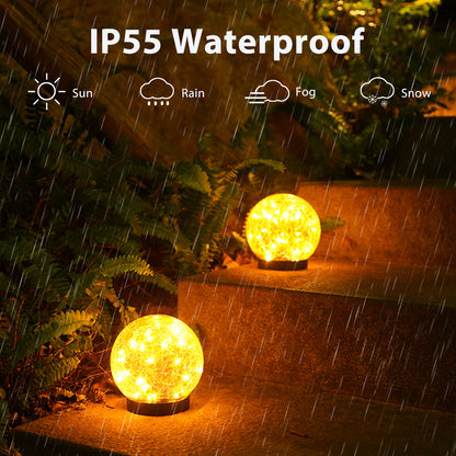 Solar-Powered Cracked Glass Ball Lights