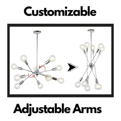 Modern Sputnik Chandelier Lighting 10 Lights With Adjustable