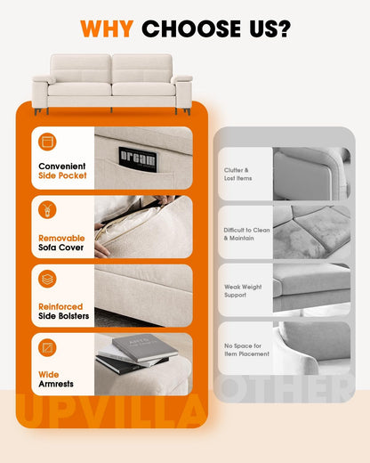 Modern Apartment Loveseat with Adjustable Arms | Tool-Free Assembly