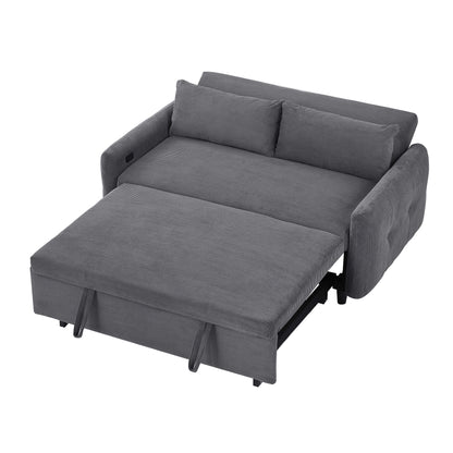Hudson Modern Dark Grey Loveseat Sleeper in Textured Corduroy