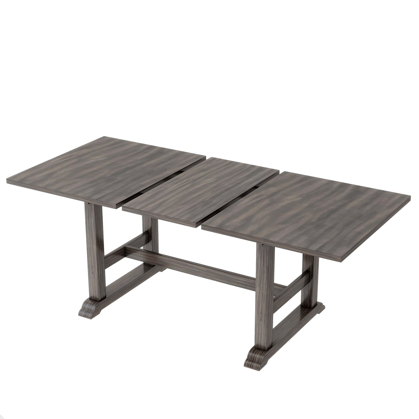 Extendable Trestle Table & Upholstered Linen Chairs