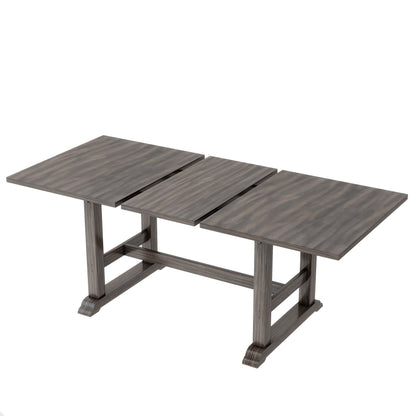 Extendable Trestle Table & Upholstered Linen Chairs