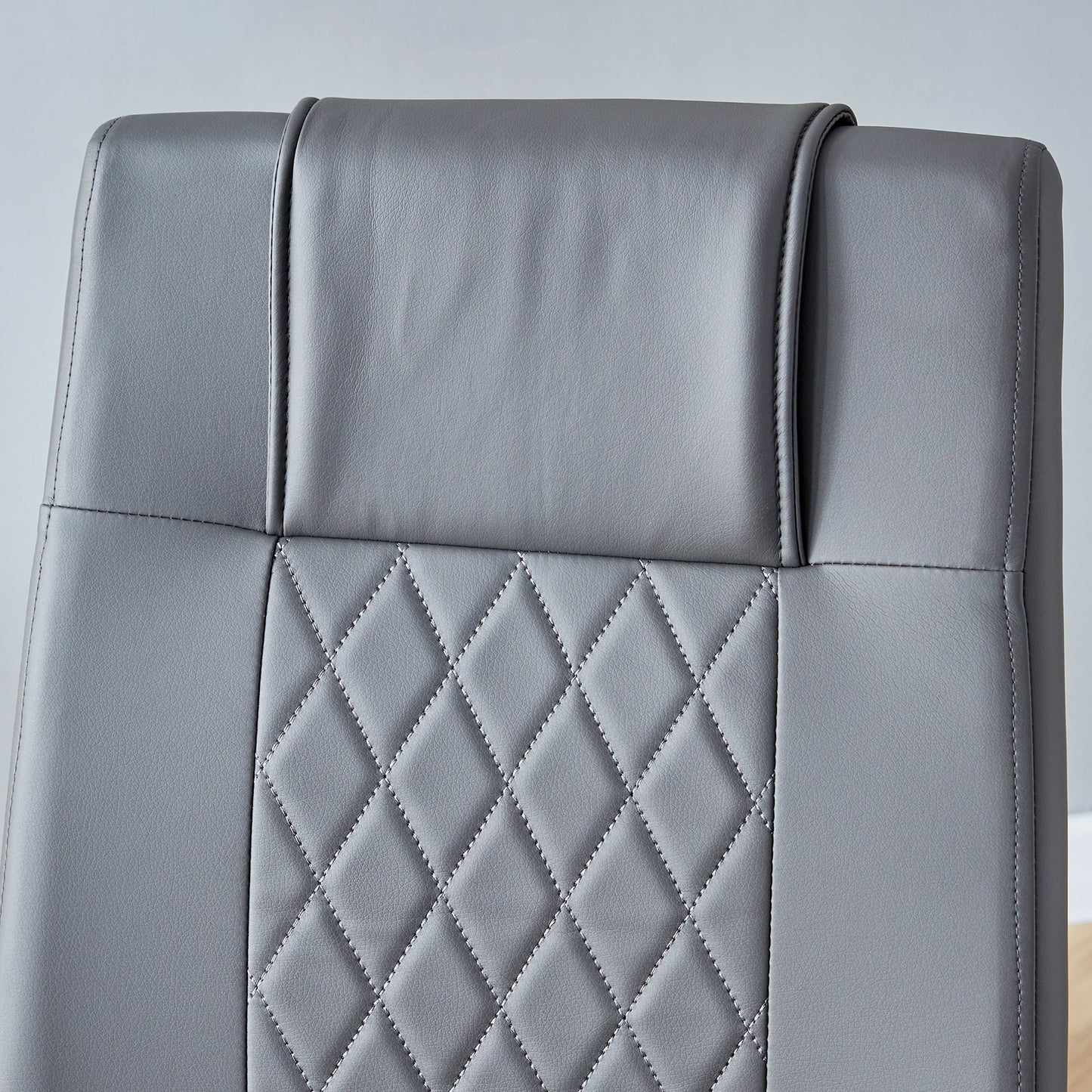 Contemporary Padded Grey Dining Chair with Plated Legs