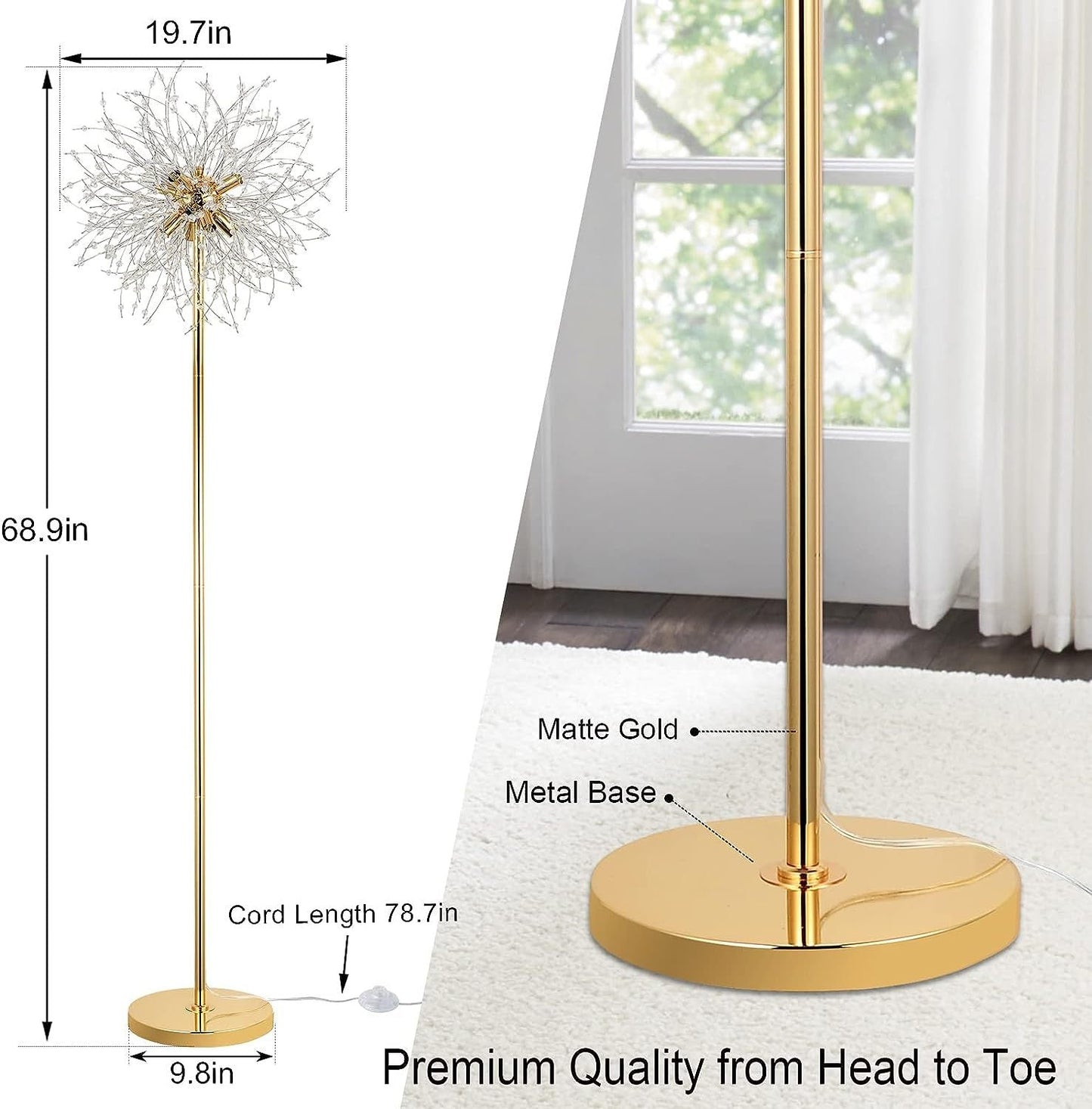 Crystal Floor Lamp, High Pole Lamp, Fireworks Lamp