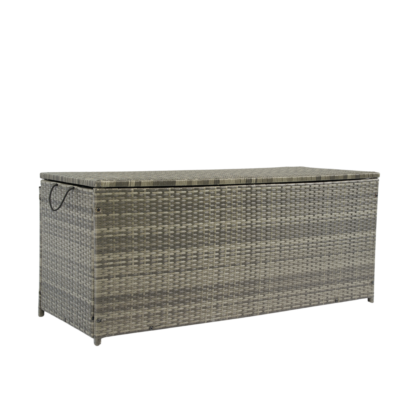 113 Gallon Rattan Deck Box Outdoor Storage Trunk Grey Wicker Patio Side Table